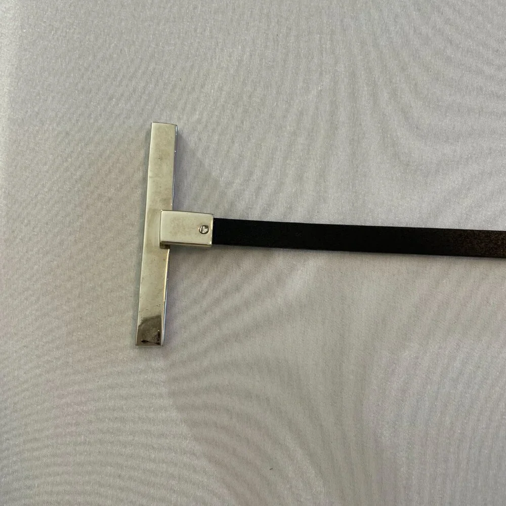 The Limited | Black Skinny Belt with Modern Silver-tone Circle & Toggle | Medium